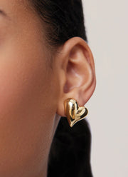Jenny Bird Art Heart Symmetrical Button Earrings