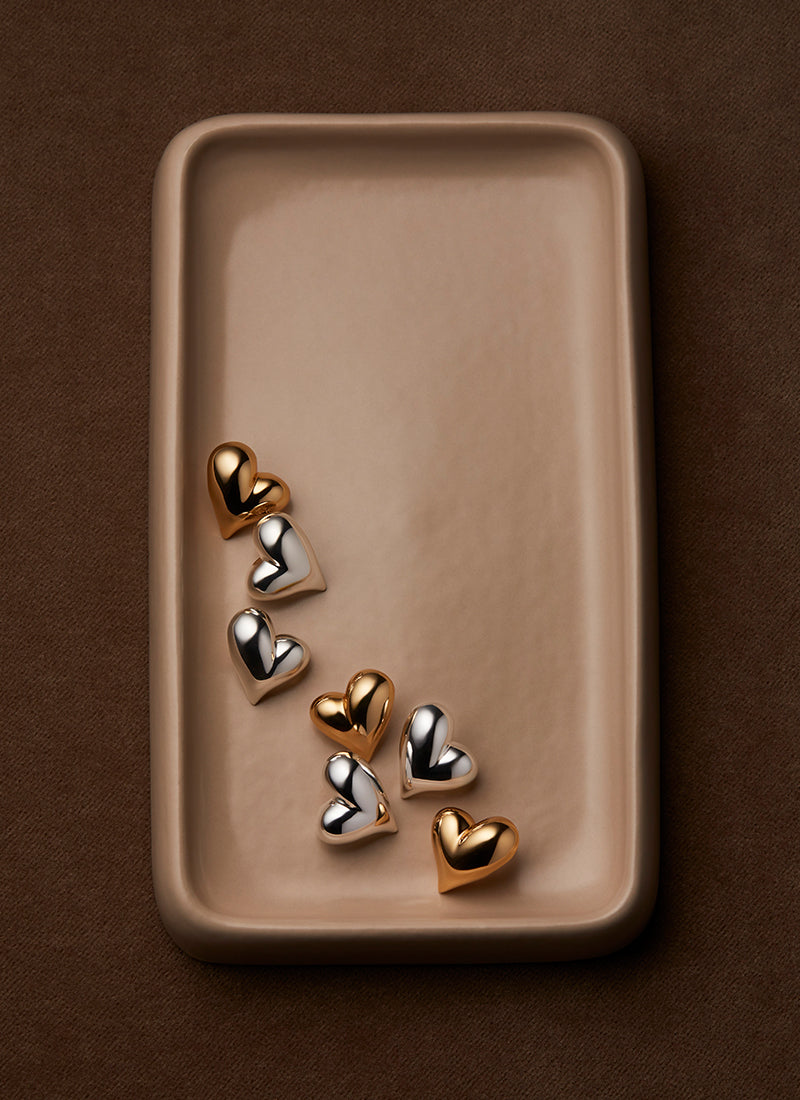 Jenny Bird Art Heart Symmetrical Button Earrings