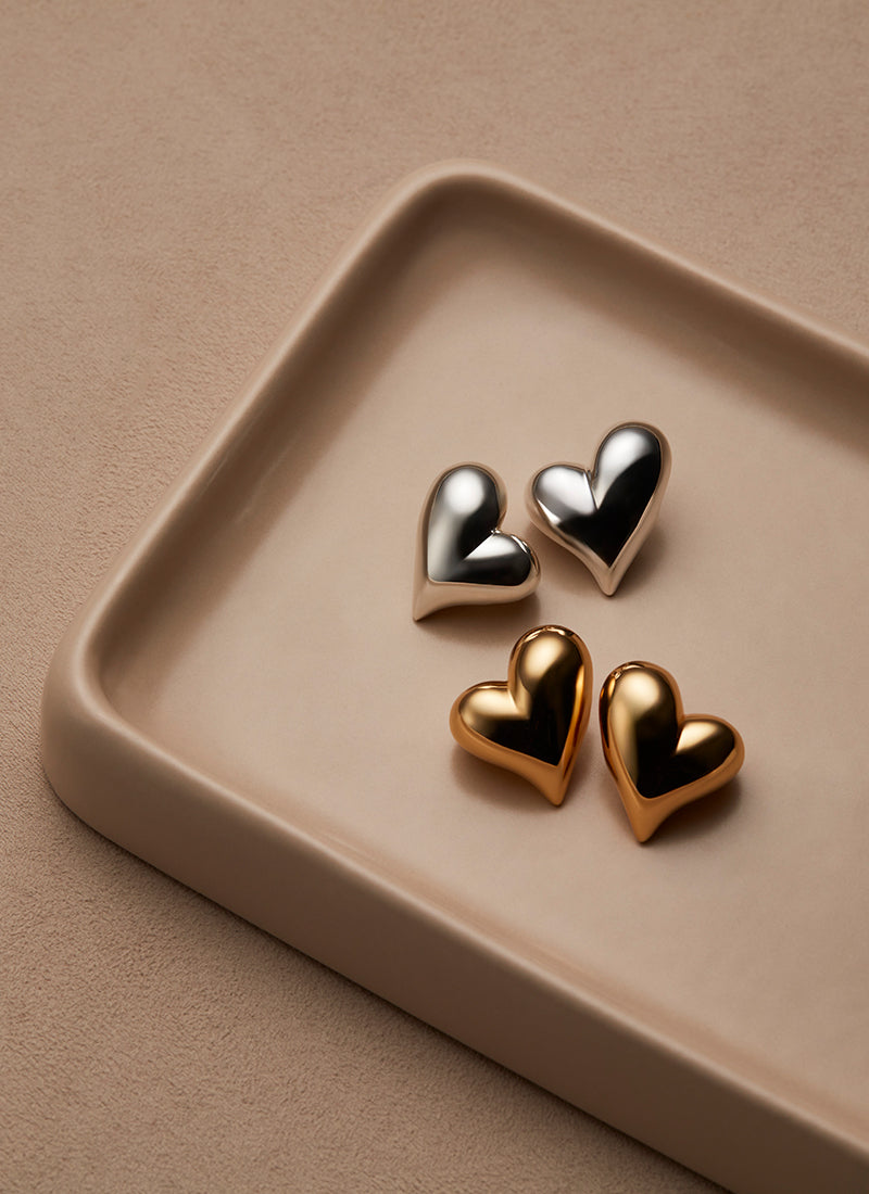 Jenny Bird Art Heart Symmetrical Button Earrings