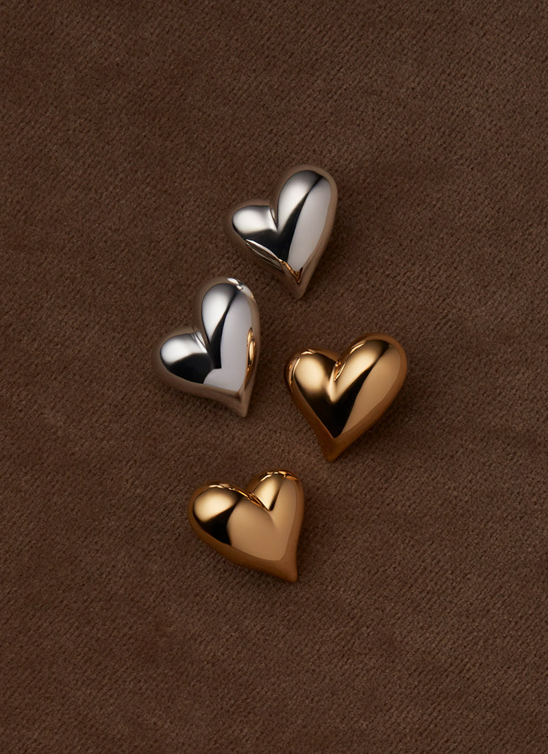 Jenny Bird Art Heart Symmetrical Button Earrings