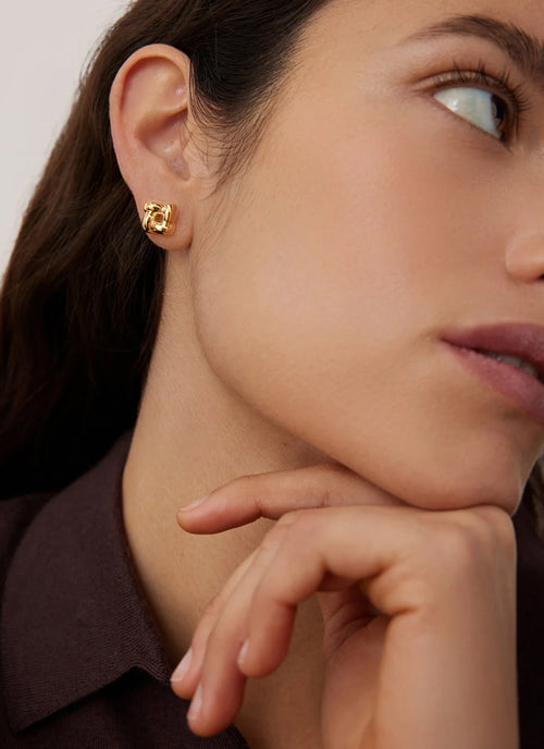 Mini Woven Square Earrings by Jenny Bird