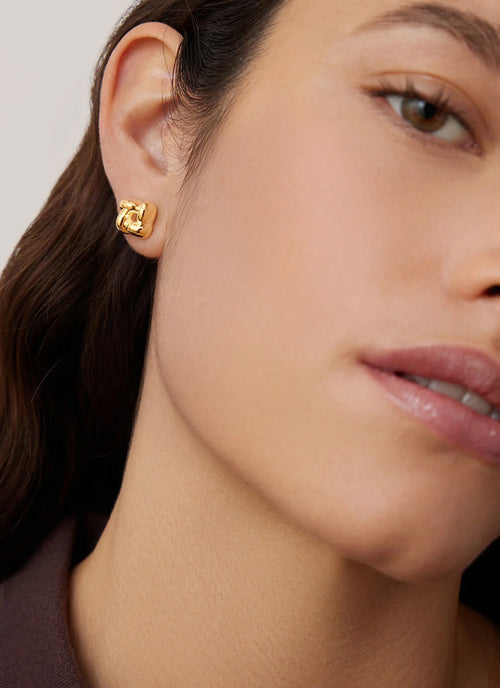 Mini Woven Square Earrings by Jenny Bird