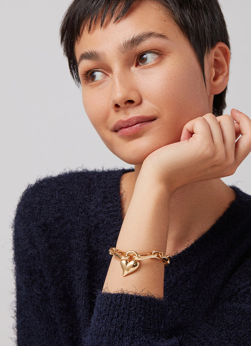 Jenny Bird Padlock Heart Chain Bracelet Gold