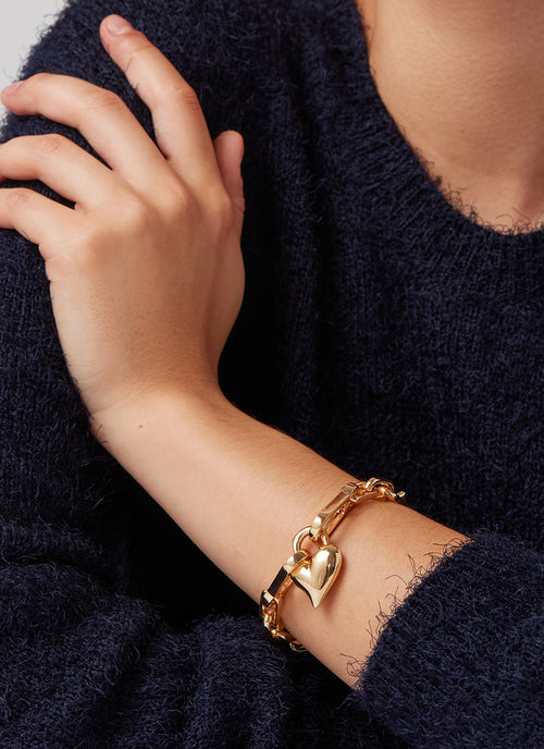 Jenny Bird Padlock Heart Chain Bracelet Gold