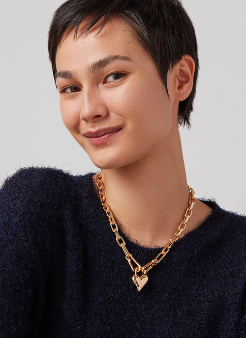 Jenny Bird Padlock Heart Pendant Necklace Gold