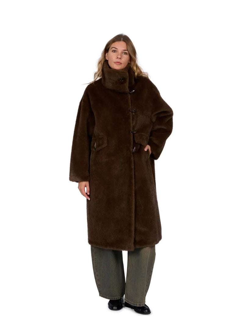 Julie Faux Fur Funnel Neck Coat