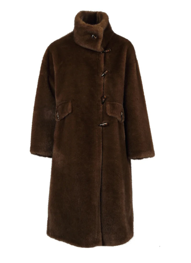 Julie Faux Fur Funnel Neck Coat