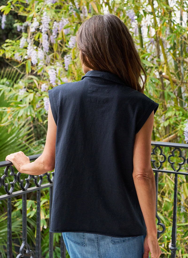 Frank & Eileen Olivia Cotton Popover Henley Tank Top