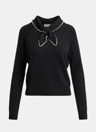 Kasa Pearl-Embellished Bow Collar Pullover