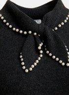 Kasa Pearl-Embellished Bow Collar Pullover