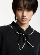 Kasa Pearl-Embellished Bow Collar Pullover