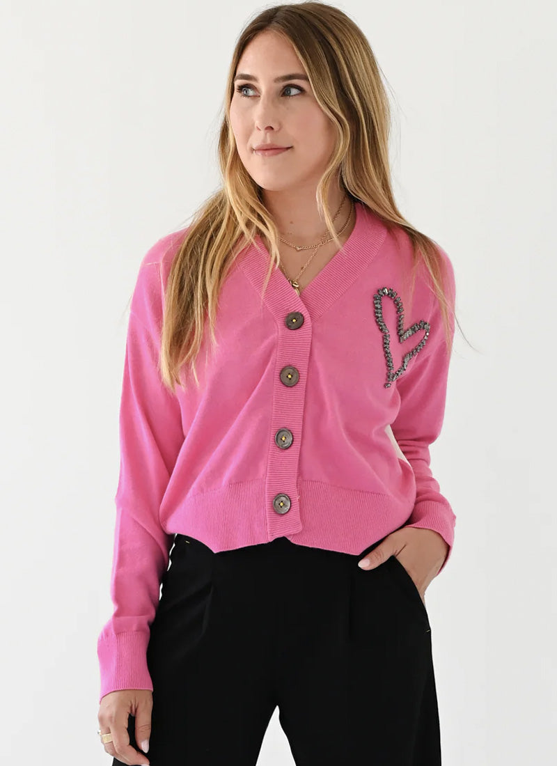 Kerri Rosenthal Liv Gemstone Heart Cardigan