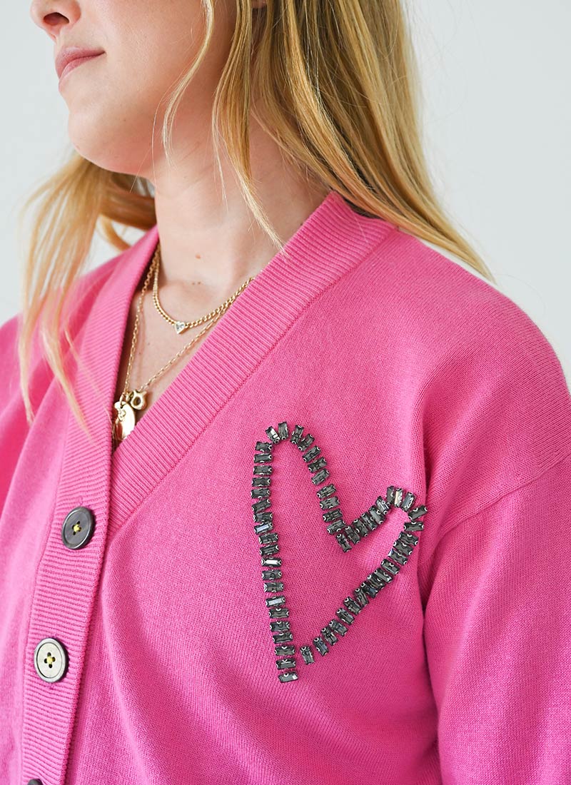 Kerri Rosenthal Liv Gemstone Heart Cardigan