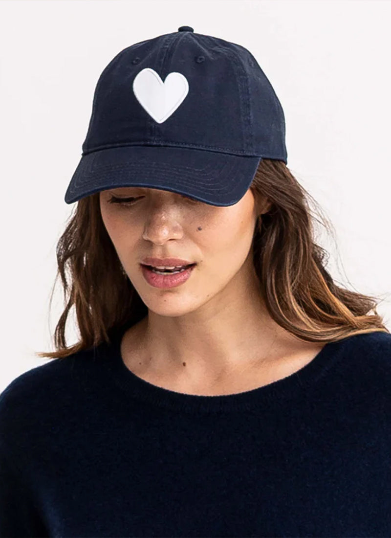 Baseball Hat Heart Patch Indigo by Kerri Rosenthal