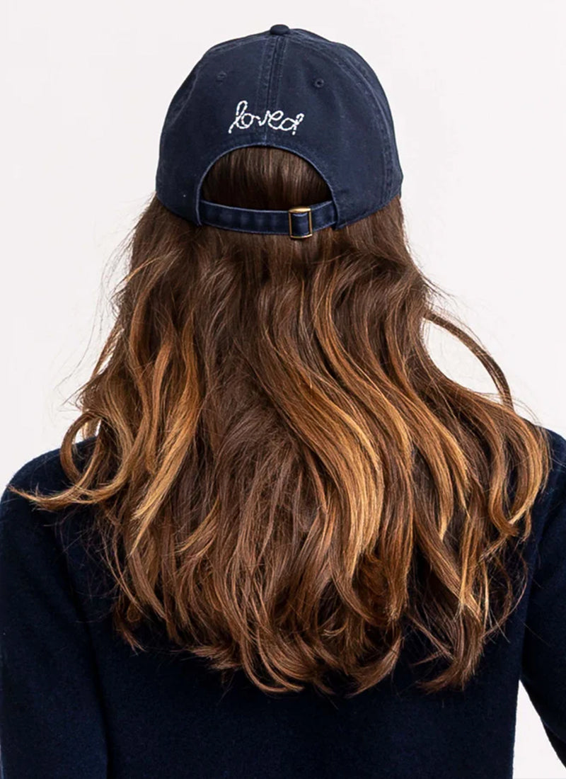 Baseball Hat Heart Patch Indigo by Kerri Rosenthal