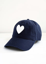 Baseball Hat Heart Patch Indigo by Kerri Rosenthal