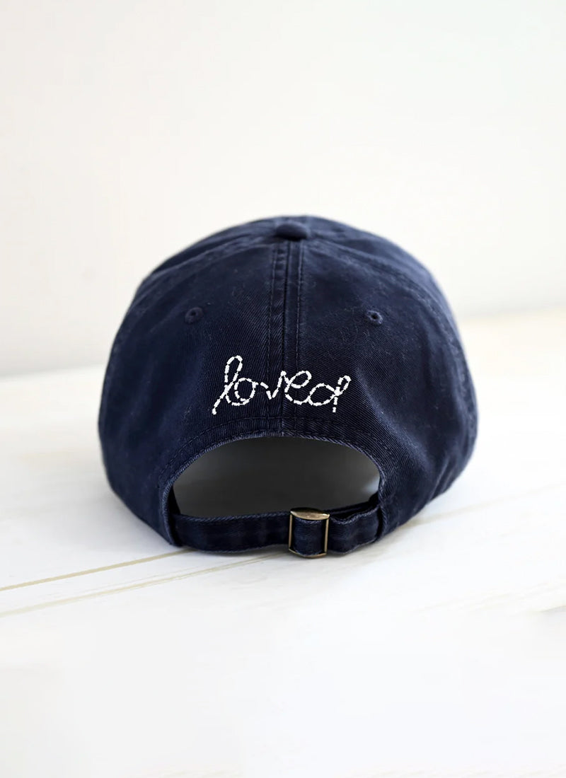Baseball Hat Heart Patch Indigo by Kerri Rosenthal