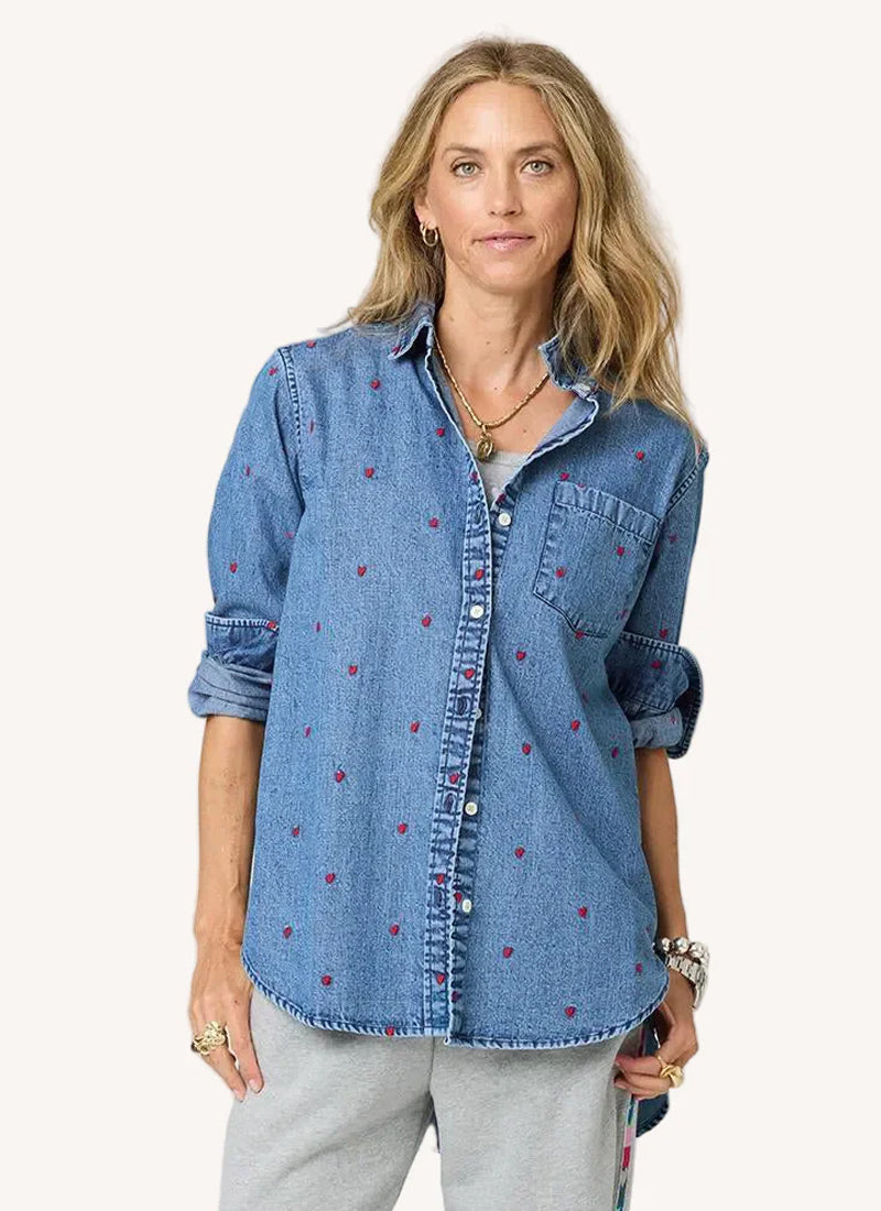 Mia Tiny Hearts Denim Shirt by Kerri Rosenthal