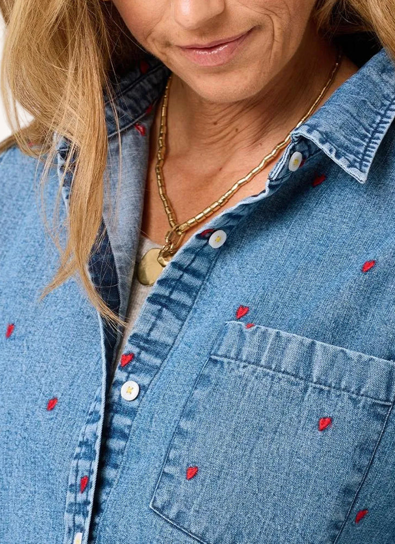 Kerri Rosenthal Mia Tiny Heart Denim Shirt
