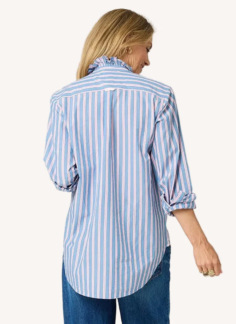 Kerri Rosenthal Mia Ruffle Stripe Shirt