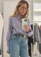 Kerri Rosenthal Mia Ruffle Stripe Shirt