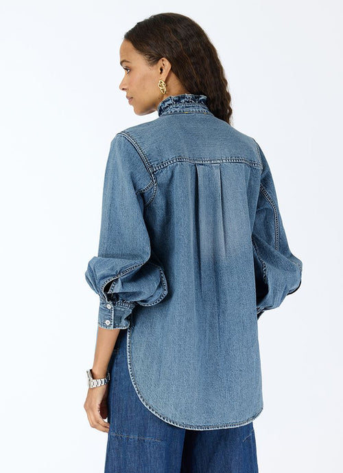  Puff Sleeve Denim Shirt by Kerri Rosenthal at Andrews 