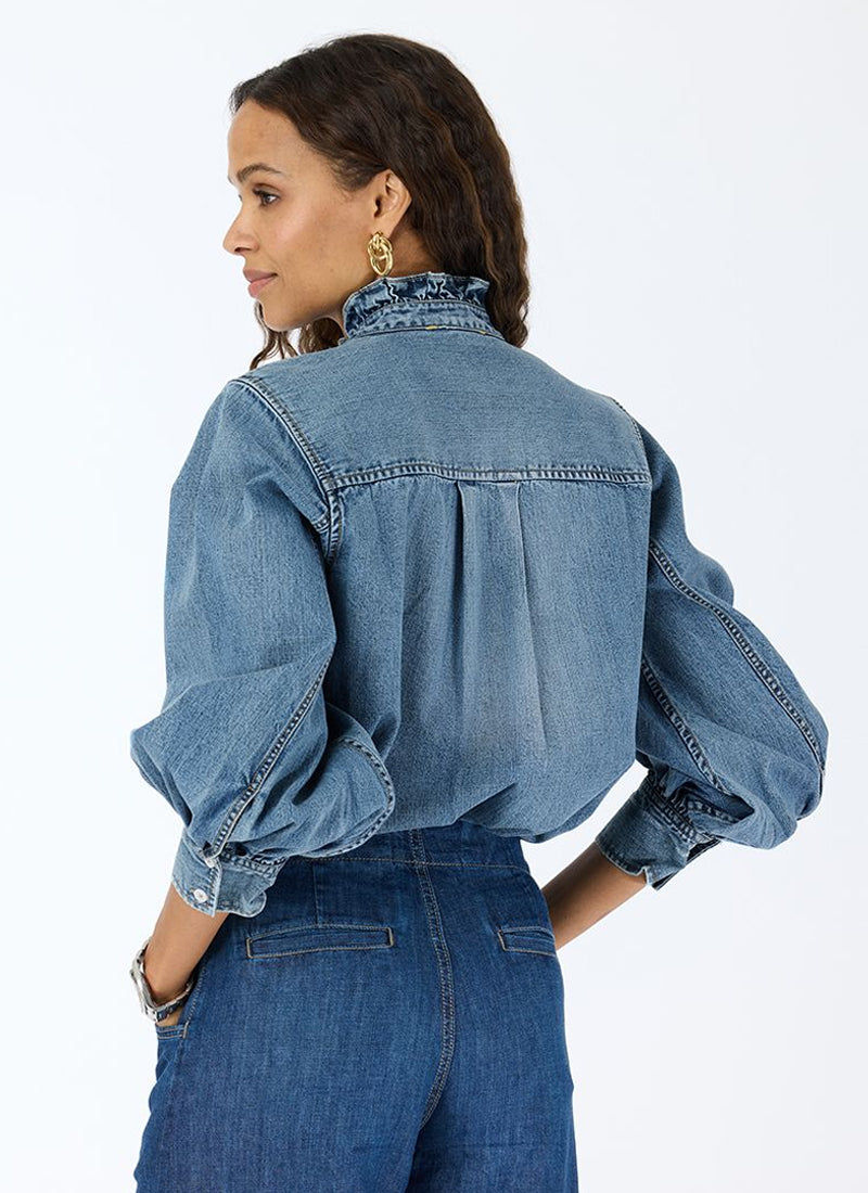  Puff Sleeve Denim Shirt by Kerri Rosenthal at Andrews 