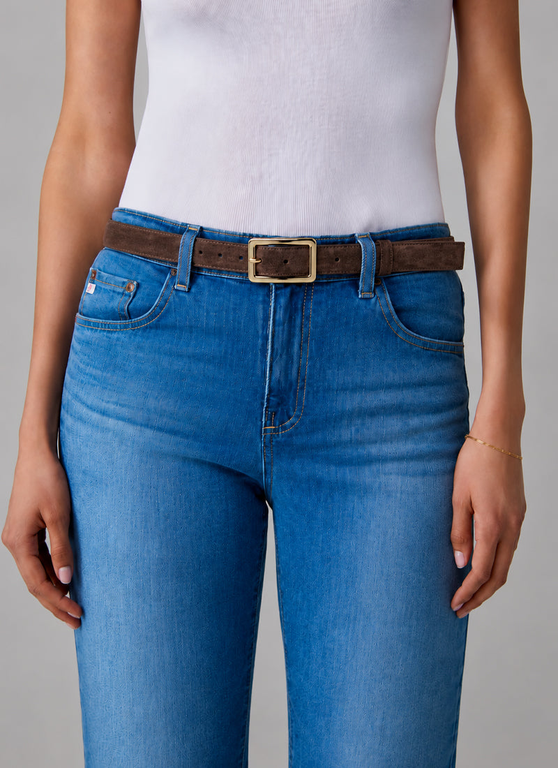 Kira Square Buckle Suede Belt