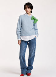 Kollier Bow-Embellished Knitted Sweater
