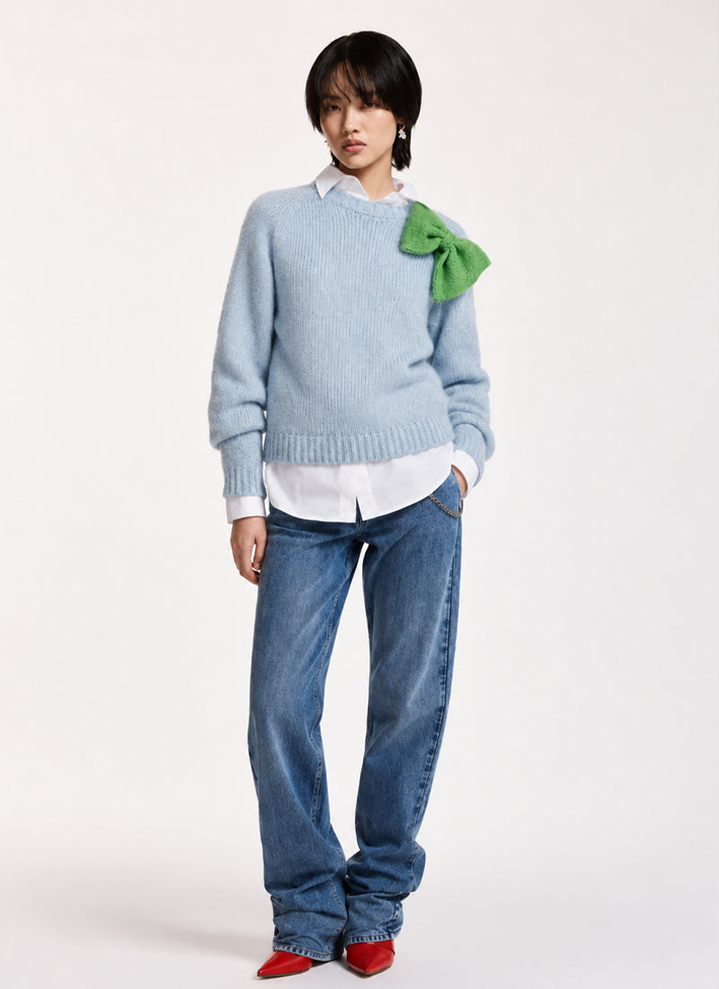Kollier Bow-Embellished Knitted Sweater