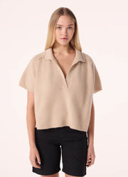 Aenor Cable Cashmere Short Sleeve Sweater
