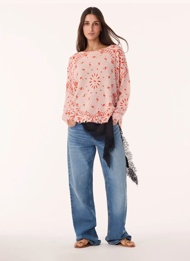 Mela Bicolour Bandana Cashmere Sweater