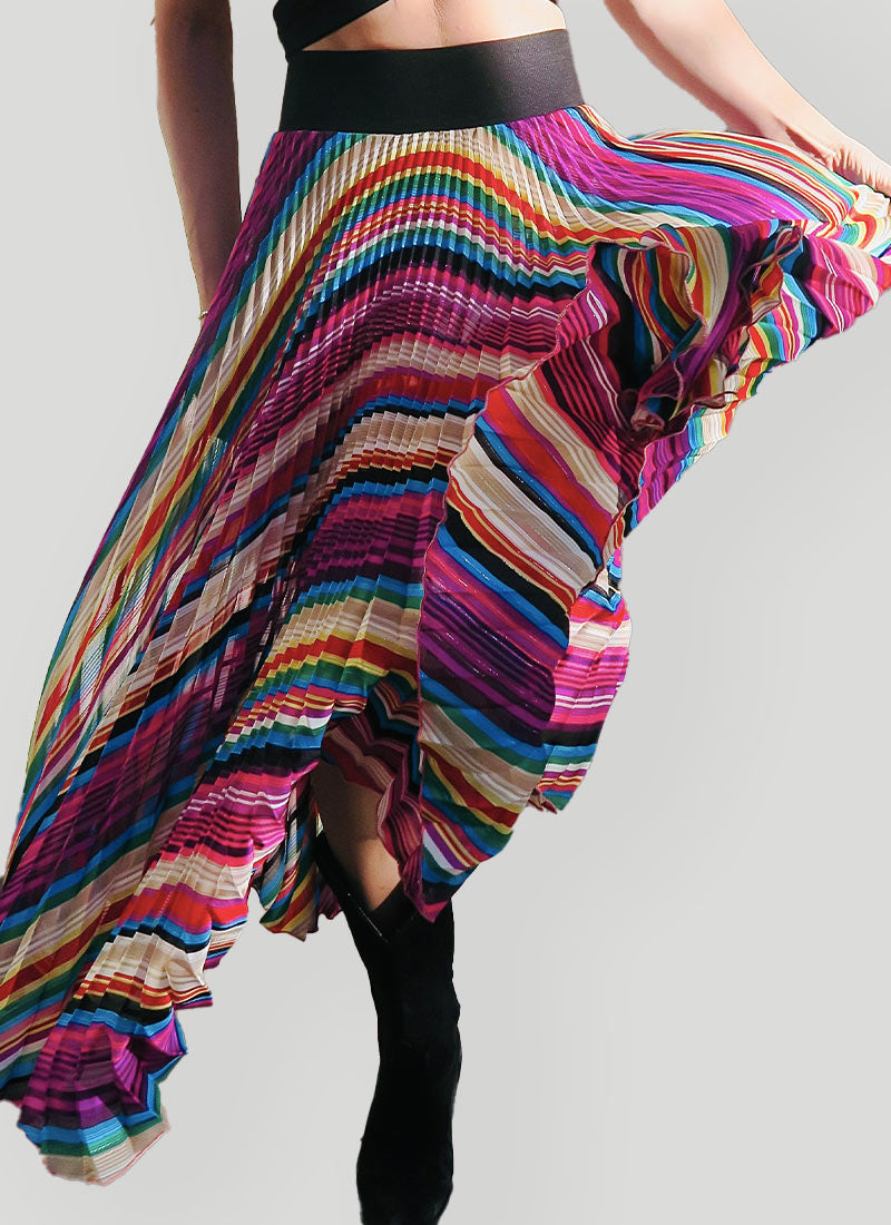 LA SKRTS Multi-Stripe Midi Skirt