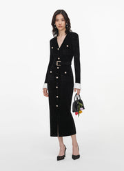  Black Chenille Knit Midi Dress by Self Portrait at Andrews 
