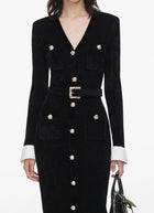  Black Chenille Knit Midi Dress by Self Portrait at Andrews 