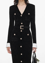  Black Chenille Knit Midi Dress by Self Portrait at Andrews 