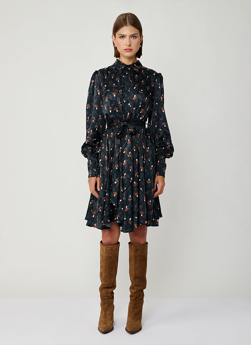 Leaf Print Mini Shirt Dress by Lavi at Andrews