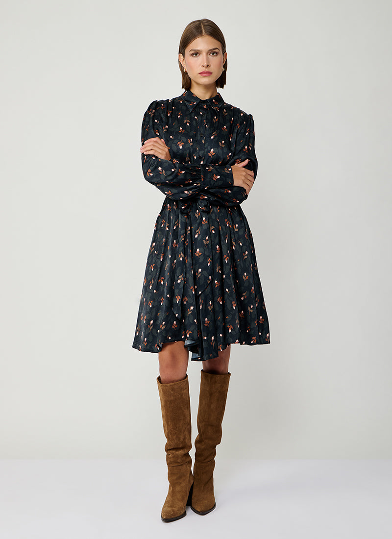 Leaf Print Mini Shirt Dress by Lavi at Andrews