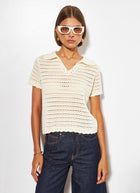 Line Paisley Knitted Short Sleeve Polo