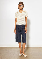 Line Paisley Knitted Short Sleeve Polo