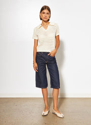 Line Paisley Knitted Short Sleeve Polo