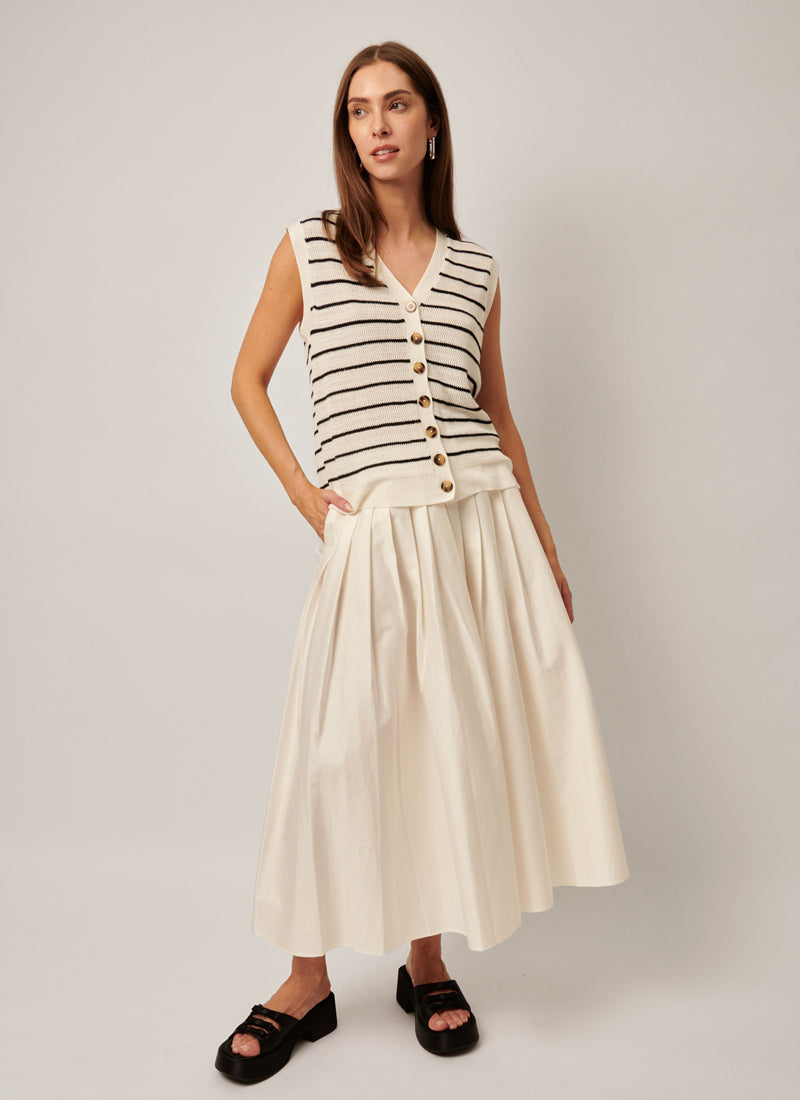 Line Corie Striped Button Up Vest