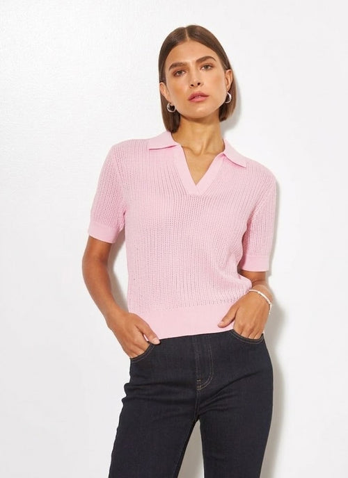 Emery Open Neck Short Sleeve Polo by Line at Andrews