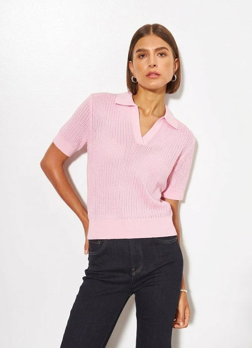 Emery Open Neck Short Sleeve Polo by Line at Andrews