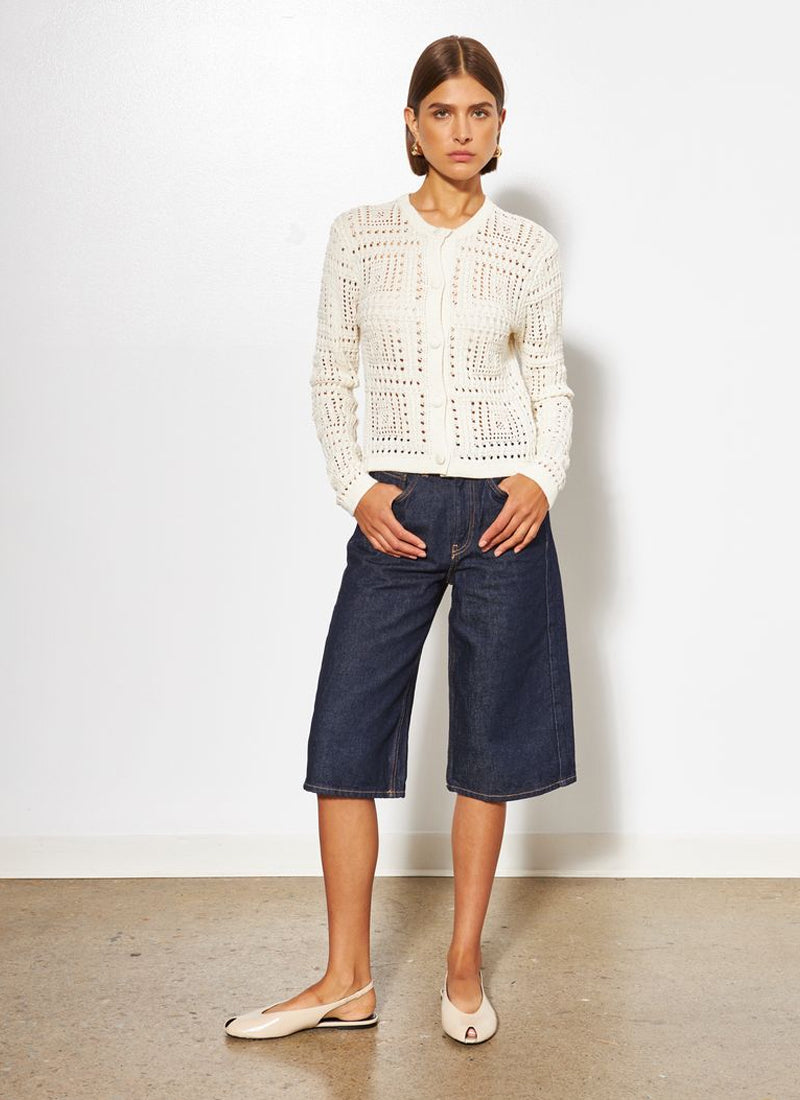 Melrose Crochet Cardigan Ivory by Line
