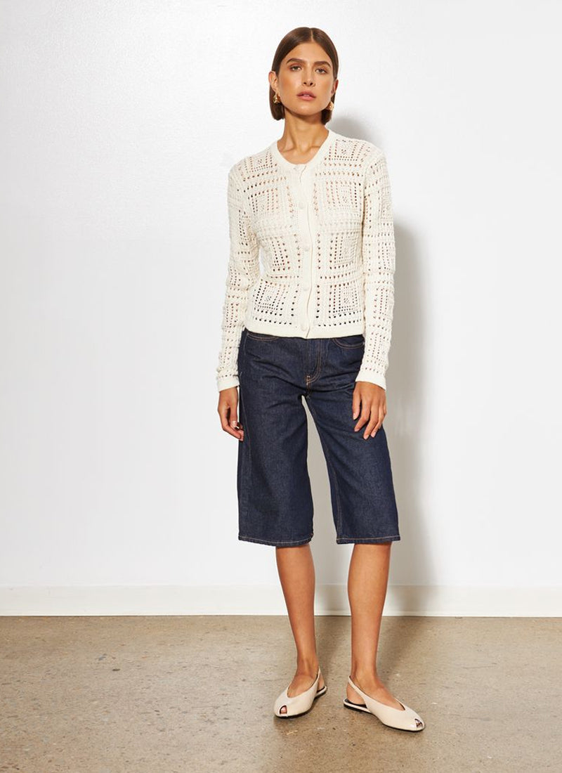 Melrose Crochet Cardigan Ivory by Line
