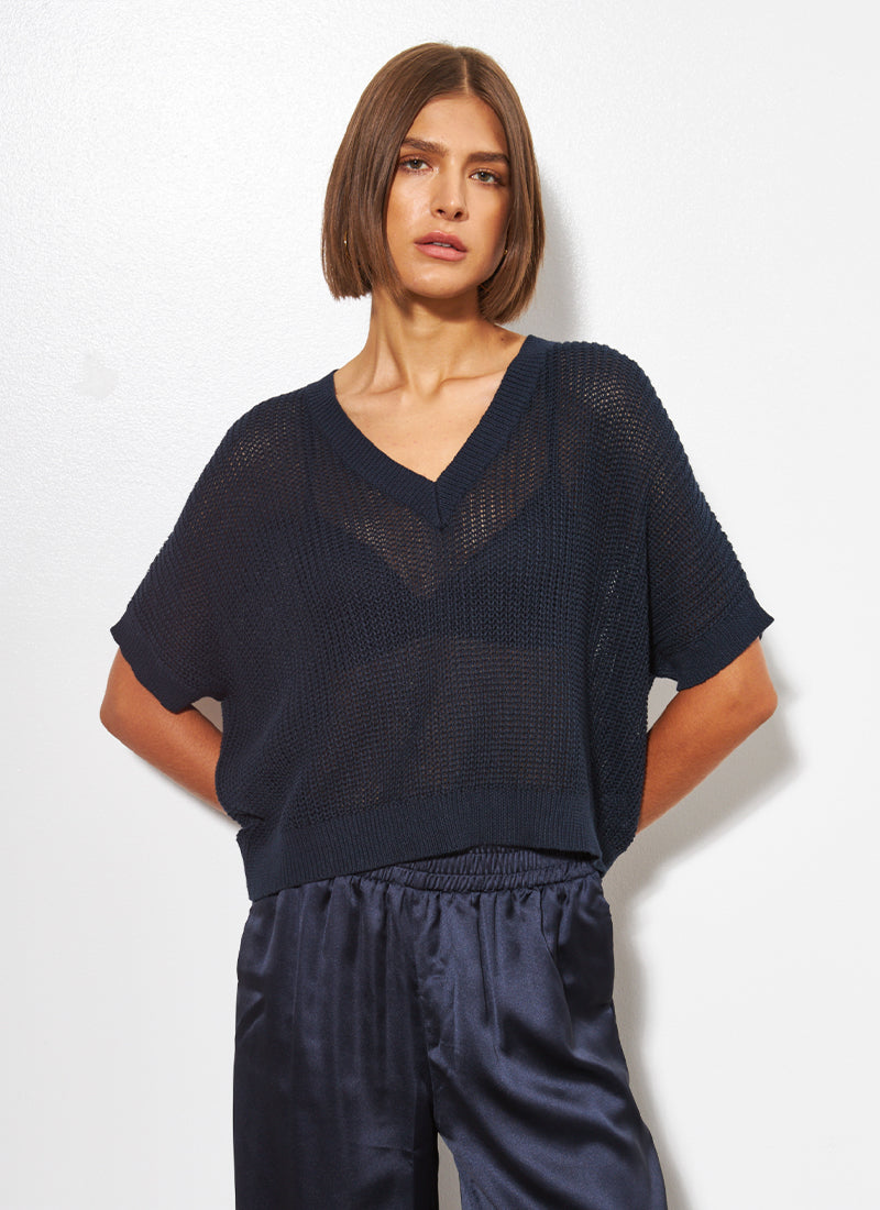 Piper Mid Sleeve V Neck Sweater