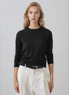 Patrick Assaraf Long Sleeve Extrafine Merino Classic Crewneck Pullover