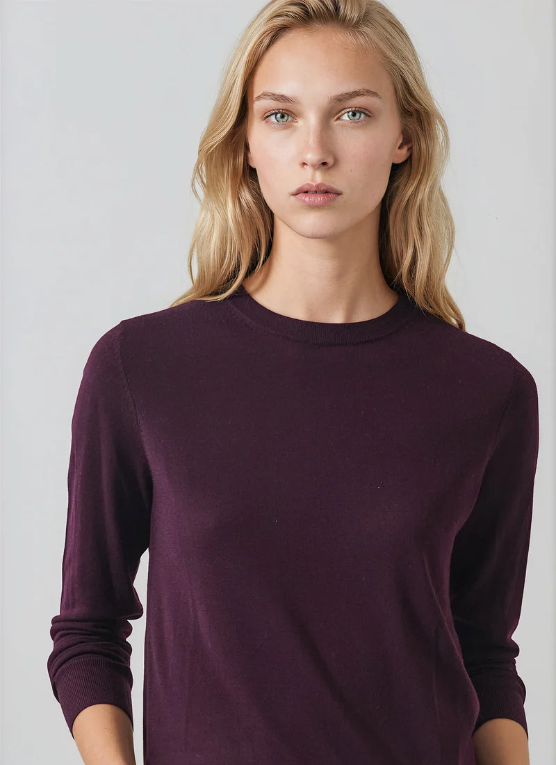 Patrick Assaraf Long Sleeve Extrafine Merino Classic Crewneck Pullover