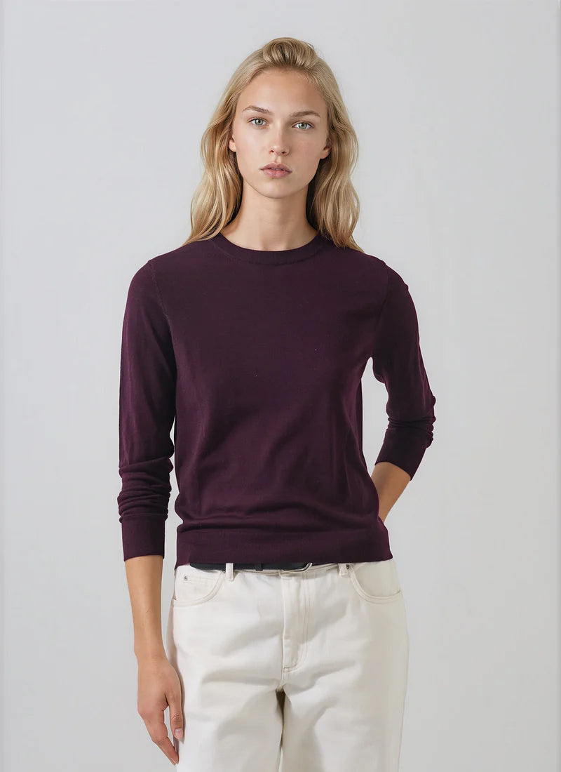 Patrick Assaraf Long Sleeve Extrafine Merino Classic Crewneck Pullover